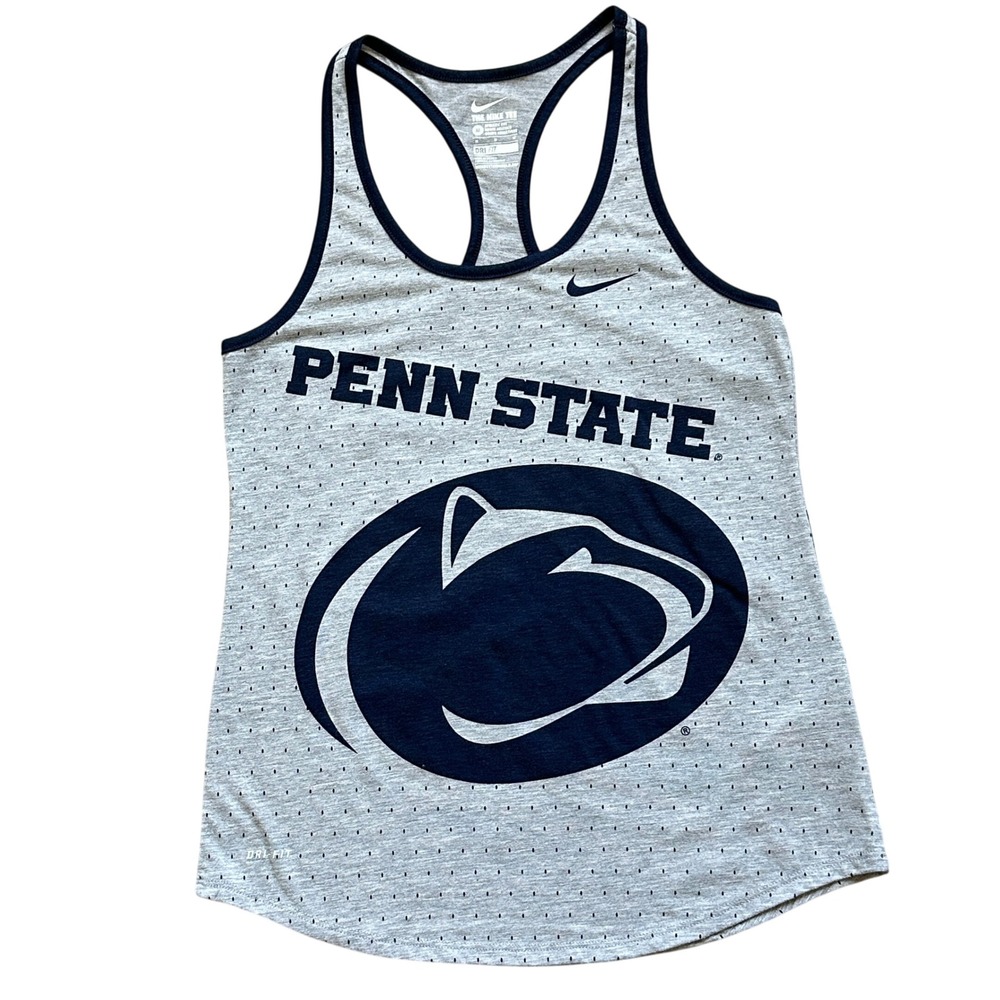 The Nike Tee Penn State Nittany Lions Dri-FIT Racerback Tank Top M‎ Grey Navy